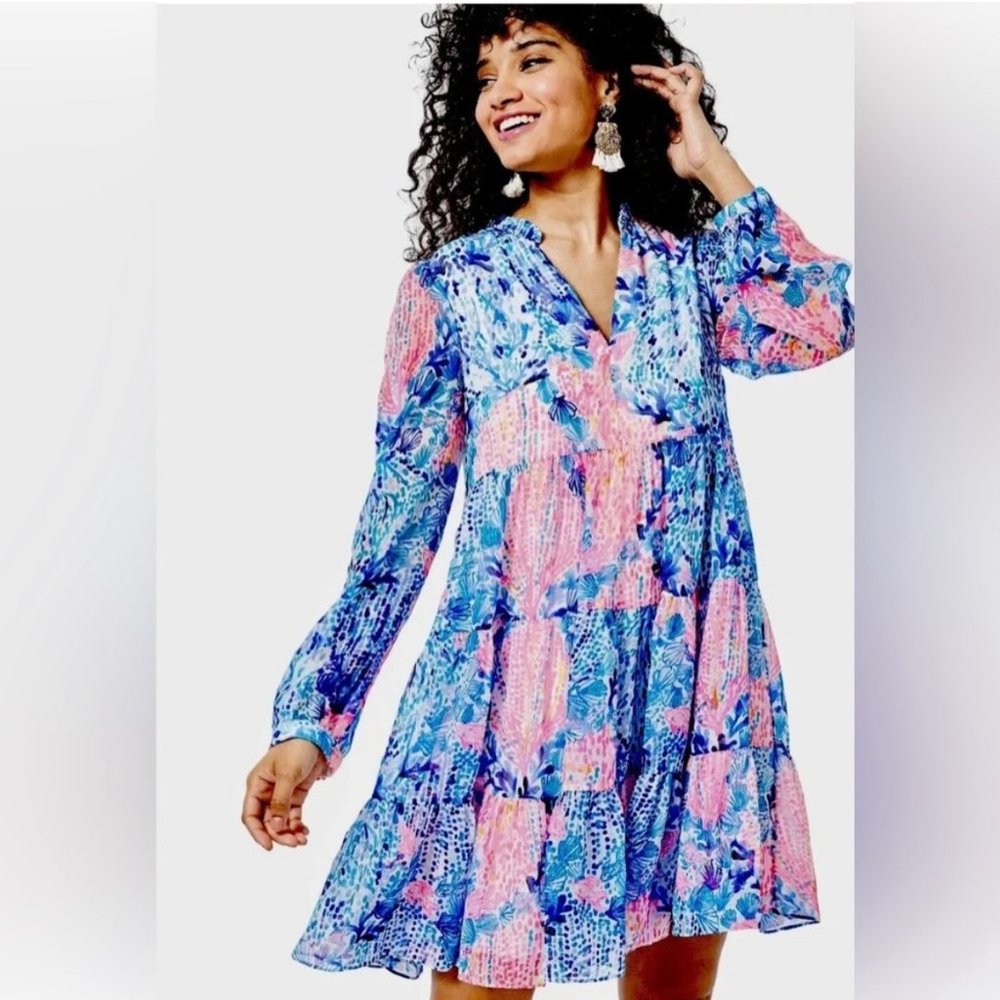 Lilly Pulitzer Blue and Pink Floral Dress